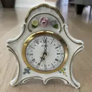 Linder Germany Hand Painted Flower & Gold Quartz Clock