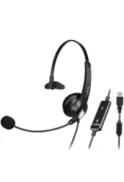 USB Headset with Microphone Noise Cancelling & Audio Controls, Computer Headset