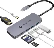 USB C Multiport Adapter with HDMI 4K, 7 in 1 USB C Hub with 3X USB 3.0 Ports,...