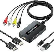 HDMI to Svideo RCA Converter, 1080P HDMI to AV Composite S-Video 2 in 1 Converter for DVD/STB/PS3/PS4 to Display on Older TV with Svideo/RCA Inputs(Not Support 4k)