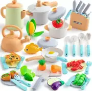 42Pcs Play Kitchen Accessories, Kids Kitchen Pretend Play Toys With Play Pots