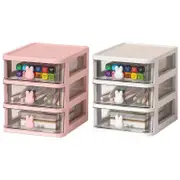 3 Layer Bunny Desktop Organizer Transparent Drawer Storage Box for Home Office