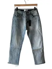 One Teaspoon Size 26 Mid Rise Button Fly Straight Leg Frayed Hem Jeans - New