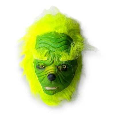The Grinch Mask Costume Green Furry Fur for Christmas Cosplay Party Role Scary