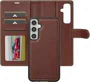 Boyobacase Wallet Case for Samsung Galaxy A35 5G,for Galaxy A35 5G,2 in 1 Detachable Wallet Magnetic with Card Slots Cash Pocket Stand Feature with Wrist Strap-Brown