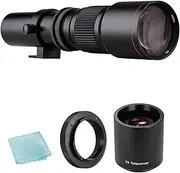 Diewu Camera Super Telephoto Lens 500mm F/8.0-32 Manual T-Mount + 2X 500mm Teleconverter Lens + T2-AI Adapter Ring Repla ent for Nikon D850 D810 D800 D750 D700 D610 D300 D3100 D3200 D3300 D3400