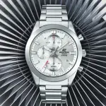 【CASIO 卡西歐】EDIFICE 經典款 三眼計時腕錶 41MM-白灰(EFB-710D-7AV)