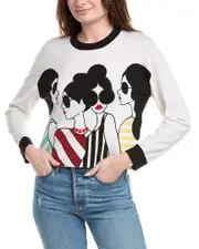 alice + olivia Gleeson Stace Face Wool-Blend Pullover