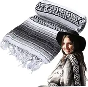51x71 Inch Mexican Beach Blanket, Soft Woven Polyester Blanket with Tassel Edge Easy Clean for Outdoor Picnic Yoga Car