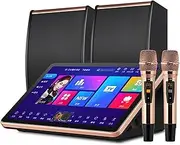 18.5 inch Professional Karaoke System,4TB Capacitive Touch Screen Karaoke Machine with Wireless Microphone & Speakers,4K High-Definition&Power Amplifier Function,for Bar Home Party(Black)