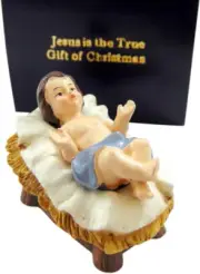 Baby Jesus Figurine with Manger Small Nativity Statue in a Box 2 Inch New...
