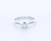 0.5CT Natural Diamond H/SI2 Round Brilliant 14K Gold 8-Prong Classic Accent Ring
