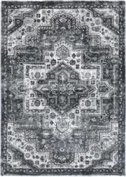 Posh Black White Traditional Rug