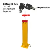 80cm Rectangle Fold Down Car Parking Bollard Lock Heavy Duty Safety Barrier 2 Keys