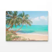 Tropical Beach with Coconut Palm Tree Print 100% Australian Made 150 x 100cm (Acrylic)