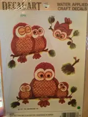 Meyercord Decal Art Vintage Water Applied Craft Transfers Hoot Owls Decor 3 pkg