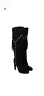Saint Laurent Women's Black Suede GRACE 105 Y STUDDED FRINGED BOOT 38/8