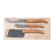 Jean Neron Laguiole 3 Piece Mini Cheese Set (Pate/Cheese/Cleaver) - Olive Wood