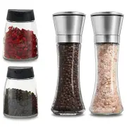 Salt and Pepper Grinder Set Combo - Two Free Spice Jars - Black Pepper,Herb S...