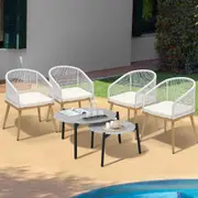 Livsip 6 Piece Outdoor Patio Setting Bistro Set Lounge Furniture Grey Table Sets