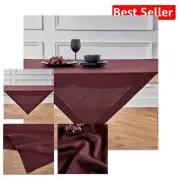 Luxurious Burgundy Linen Hemstitch Tablecloth - 52 x 52