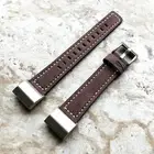 Brown Color Soft Leather Band Strap with White Stitches for Fitbit Charge 3