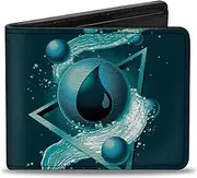 [Buckle-Down] Magic the Gathering Wallet, Bifold, Magic The Gathering Blue Mana Icon and Title Logo Blues, Vegan Leather