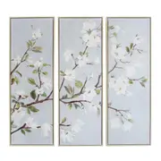 3pc Framed Canvas/Acrylic 30x90cm Magnolias Set Wall Hanging Art Home Display