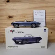 AUTOart MILLENIUM 1963 CORVETTE STINGRAY CONVERTIBLE 1:18 #1883 SLVR BLUE