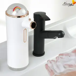 創意新品皂液器彩虹款LED顯示屏無接觸家居專用皂液泡沫洗手機