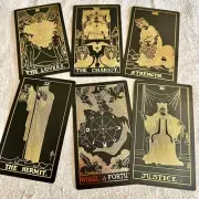 Black Tarot 3"x5" Plastic Waterproof Tarot Deck Foil Tarot 78 Cards Guidebook