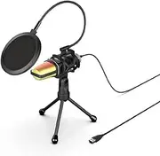Mobility Lab - ML307176 - Vlogging Kit - RGB Microphone - Noise Filter with Flexible Arm - Anti-Shock Tripod, 180° Rotating Mount - for Tiktok/Steam Videos