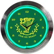 Irish Erin Go Bragh Neon Clock Gameroom Basement Mancave Wall Art Decor