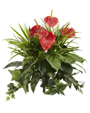 Nearly Natural Set of 2 Mixed Anthurium Artificial Plants