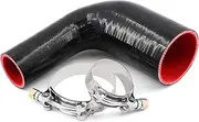 TuoLauthon ID 1.5" to 2.5" 90 Degree Elbow Coupler Reducer Silicone Hose with 2 T-Bolt Clamps for Turbo/Intercooler/Intake Piping, Leg Length 102mm,Wall Thickness 5mm