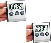 Kyzistn 2 Pack Kitchen Timer, Digital Kitchen Timer Magnetic Countdown Timer with Loud Alarm Stainless Steel Kitchen Timer for Cooking, Baking, Sports Games (AAA Battery Included)