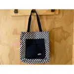 VANS TOTE BAG 黑白格 帆布 肩背包 手提包 購物袋 帆布袋 休閒 復古 輕便 簡約