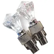LED Diamond Gem Light 2X Pink Tire Wheels Valve Stem Cap Car Truck Bicycle Bike