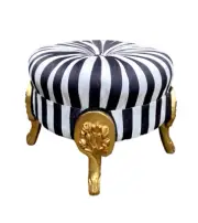 Royal Louis XVI Century Black & white Gilded Beech with Pistachio Damask stool