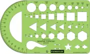 Template, Geometric Shapes/Symbols, Protractor, Inch Scale, 9.5 X 5.5 Inches (97