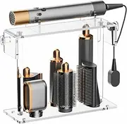 [YUNEASELF] Storage Holdr Compatible with Dyson Airwrap Styler Accessories: Acrylic 6 Holes Countertop Organizer for Dyson Long Barrel Attachment - Clear Stand for Bathroom Vanity Makeup Table
