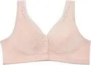 [Generic] Medium Sports Bra for Women Womens Underwear Front Buckle Embroidered Underwear Gathered Thin Cotton Cup Bra Without Steel Ring Bra Womens Cotton Sports Bra