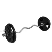 56kg Olympic Barbell Bar Weight Set - 120cm Curl Bar + 50kg Olympic Weight Plate