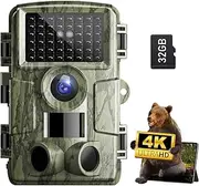 Trail Camera: with Night Vision 4K 48MP 130°Wide-Angle Game Camera，0.05s Trigger Motion Activated Hunting Camera ，98ft IR Sensing ，IP66 Waterproof,for Outdoor Wildlife Surveillance & Home Security