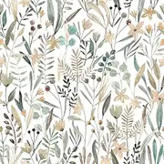 VaryFloral Photo Wallpaper Flowers Green Sage 30.5 cm x 300 cm Furniture Film Self-Adhesive Wallpaper White Pattern Botanical Pattern Wallpaper Self-Adhesive Film Watercolour Wallpaper Living Room