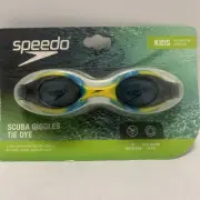 Speedo Kids Scuba Giggles Tie Dye Goggle Blue UVA UVB Speed Fit No Latex Age 3-8