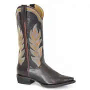 Women's Stetson Calista Leather Boots Snip Toe Handcrafted Brown