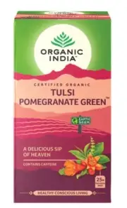 Organic India Tulsi Pomegranate Green 25 Tea Bags Free Shipping