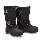 NEW Kamik Big Girls Snowfall P Waterproof Winter Boot Black Purple Size 6