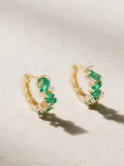 [Suzanne Kalan] Suzanne Kalan - Frenzy 18-karat Gold, Emerald And Diamond Hoop Earrings - One size One size Gold